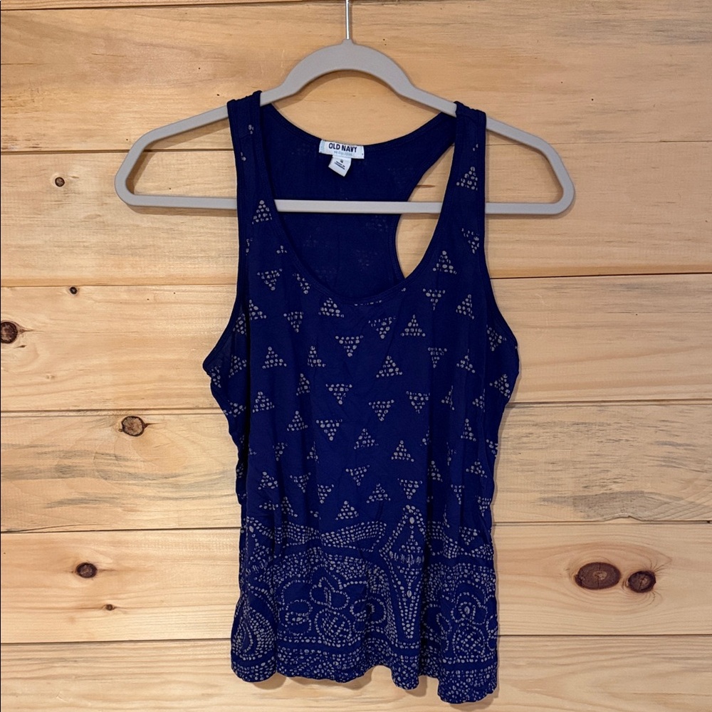 Old Navy Navy Blue Printed Racerback Tank